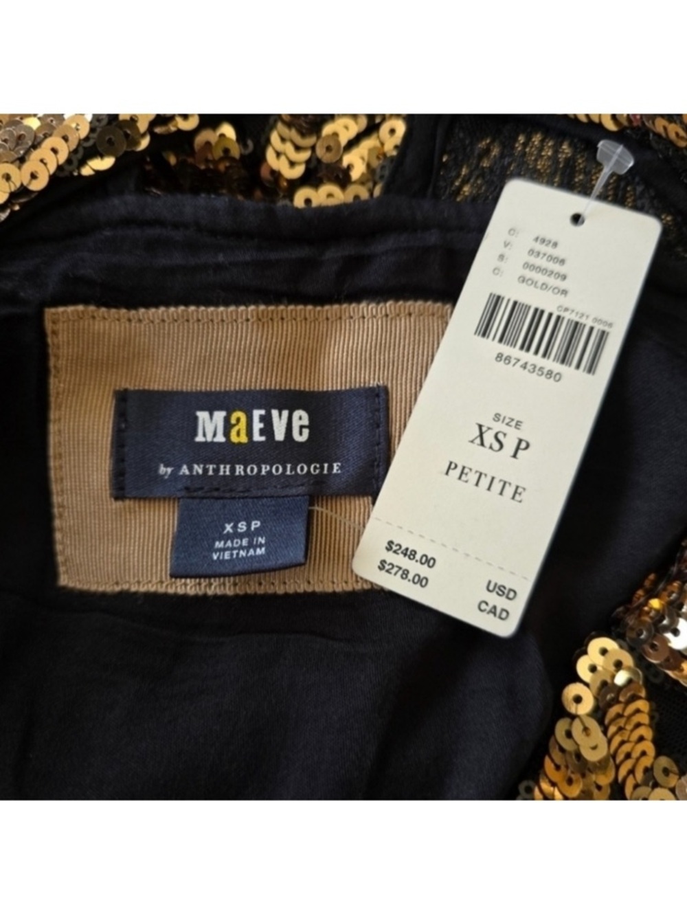 NWT Anthropologie Maeve Short-Sleeve Sheer Embellished Mini Dress Size XS Petite - Picture 8 of 10